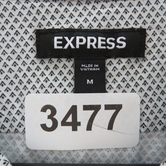 Express* Men's Short Sleeve Button Down Curved Hem BOHO Shirt~ Size Medium - Picture 3 of 10